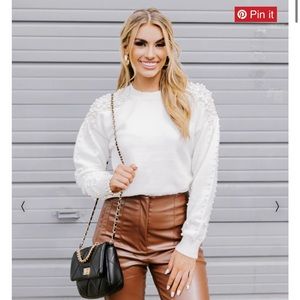 Impressions Boutique Modern Muse Pearl Embellished Sweater.